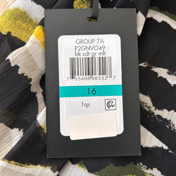 DKNY Women's Black Faux-Leather Elastic Waist Ruffled Overlay Skirt Size 16 NWT - Picture 8 of 9